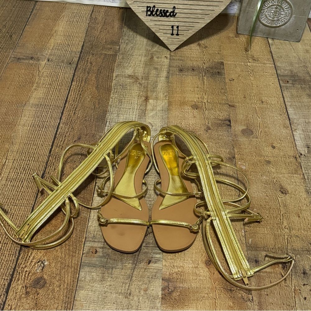 ZARA MULTI STRAP FLAT SANDALS with buckle detail bloggers favorite 37 6.5 - Picture 4 of 12